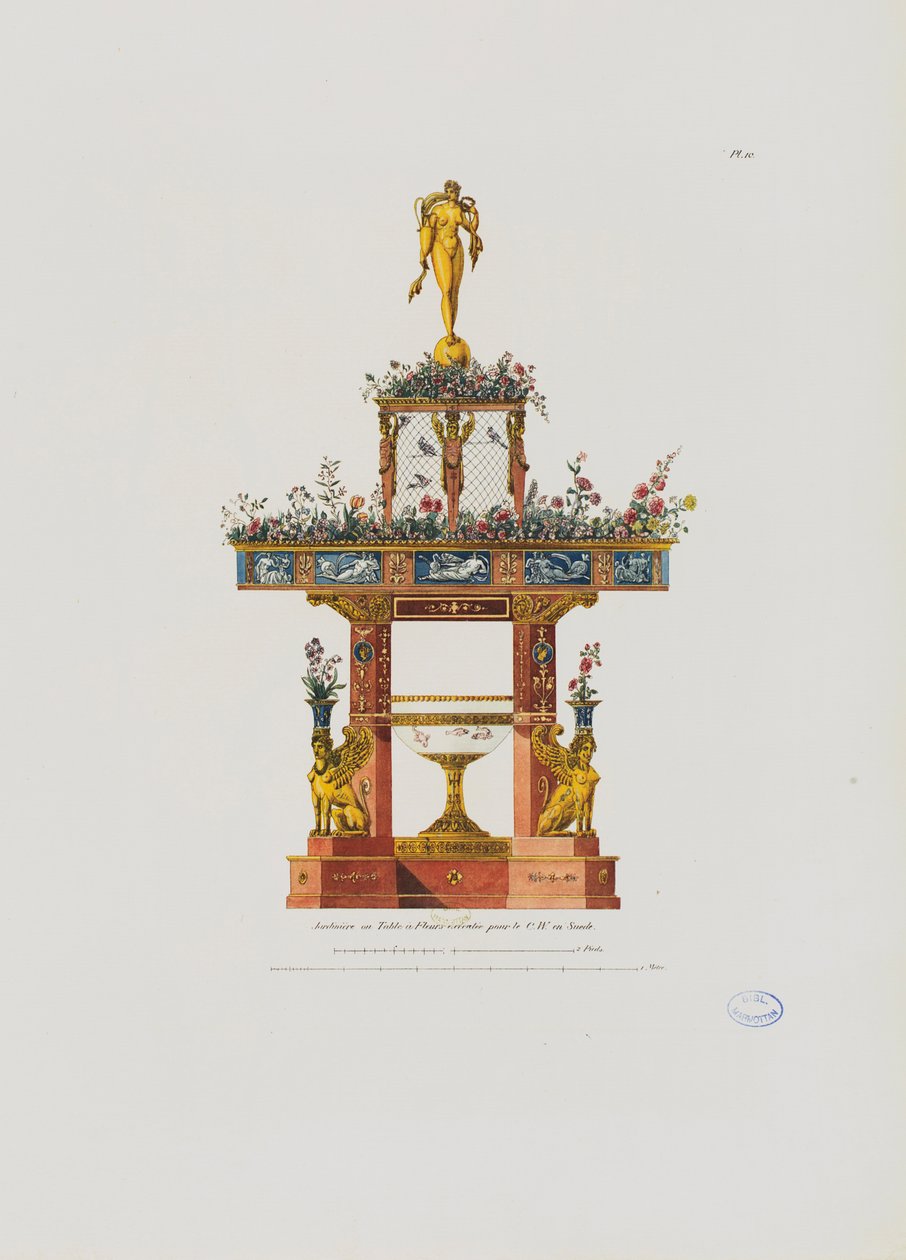 Kert vagy virágasztal a "Belső dekorációk gyűjteménye, beleértve mindent, ami a bútorokkal kapcsolatos" című kiadványból, Párizs, 1801 alkotó: Pierre Francois Leonard Fontaine