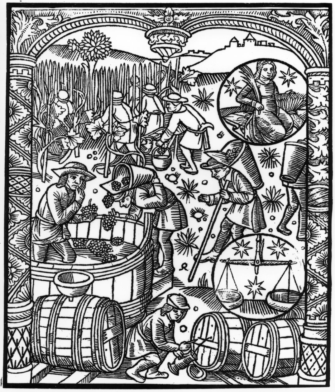 Szeptember, az „Almanach des Bergers”-ből, 1491 (xilográf) alkotó: Pierre Le Rouge