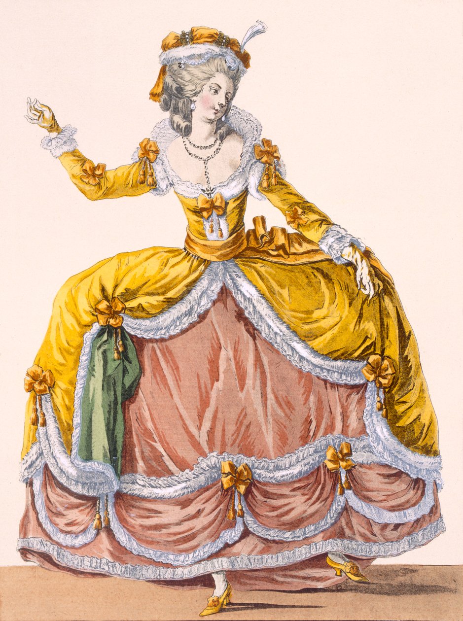 „Grande robe a la Sultane”, 167. számú lemez a „Galeries des Modes et Costumes Francais”-tól, 1778-87 99: ruházat; tradicionális öltözet; népviselet; divat; ábra; c18t alkotó: Pierre Thomas Le Clerc