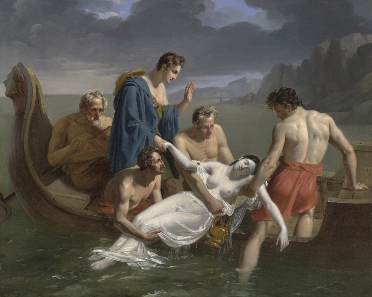 Sappho halála, 1819 alkotó: Pierre Antoine Augustin Vafflard