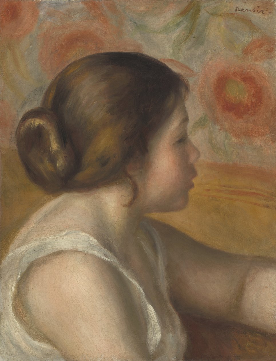 Egy fiatal lány feje, 1890 körül alkotó: Pierre Auguste Renoir