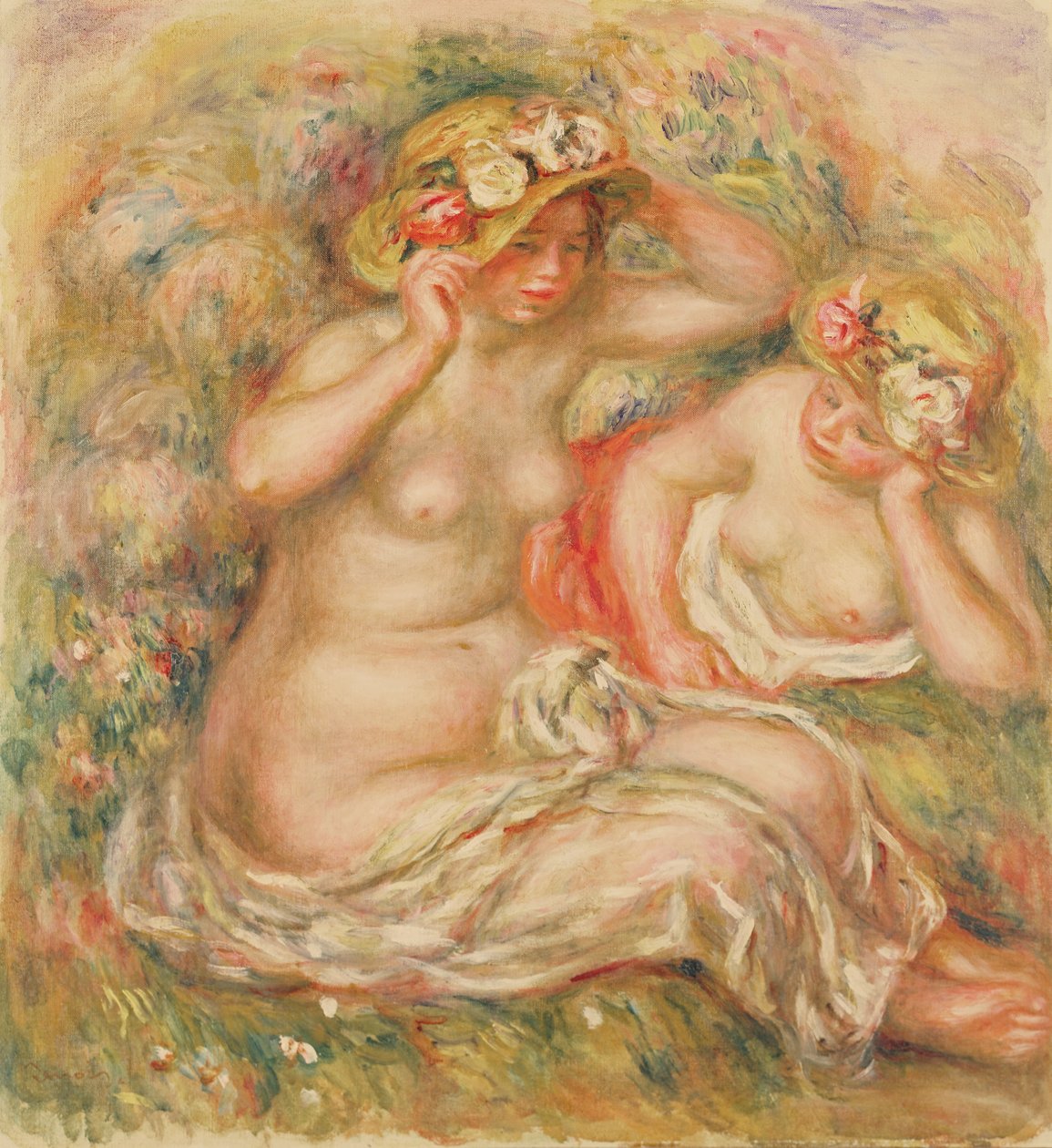 Két akt Kalapot visel alkotó: Pierre Auguste Renoir