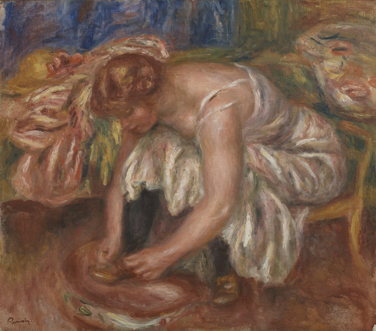 Nő köti a cipőjét, 1918 körül alkotó: Pierre Auguste Renoir