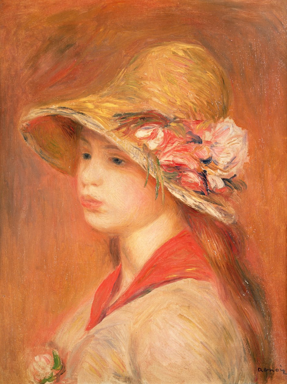 Fiatal nő kalapban alkotó: Pierre Auguste Renoir