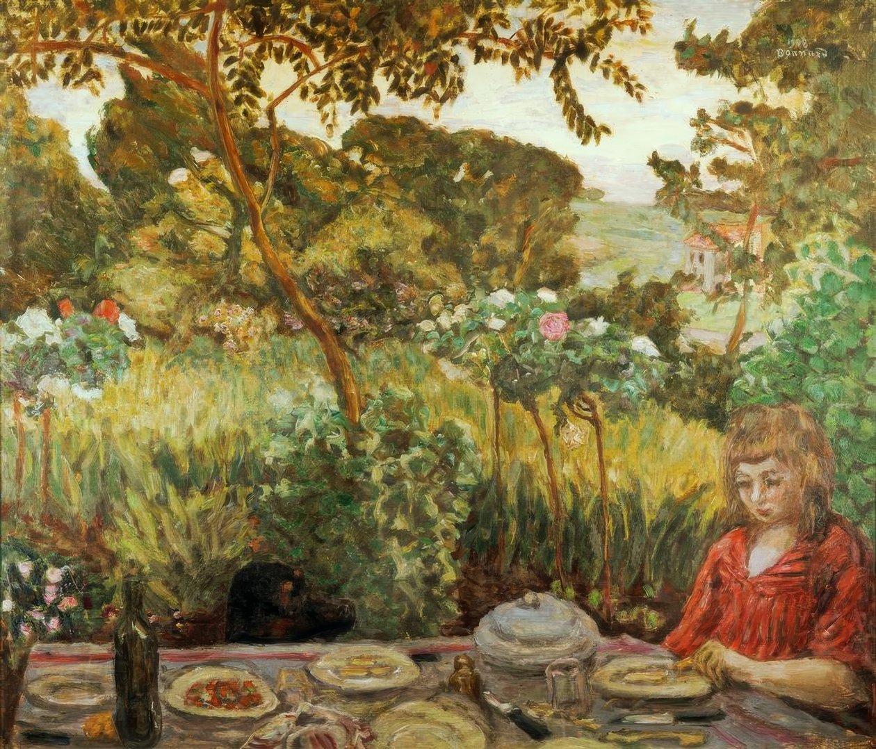 Étkezés vége a kertben alkotó: Pierre Bonnard