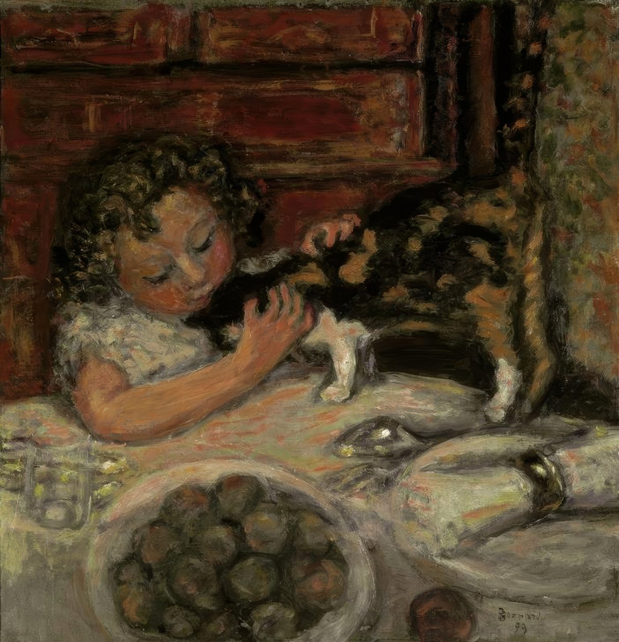 Kislány macskával alkotó: Pierre Bonnard