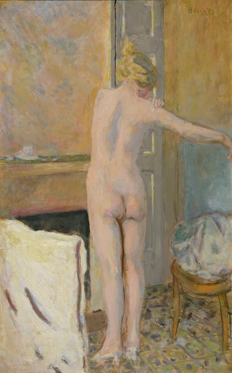 Akt a kandallópárkány előtt alkotó: Pierre Bonnard