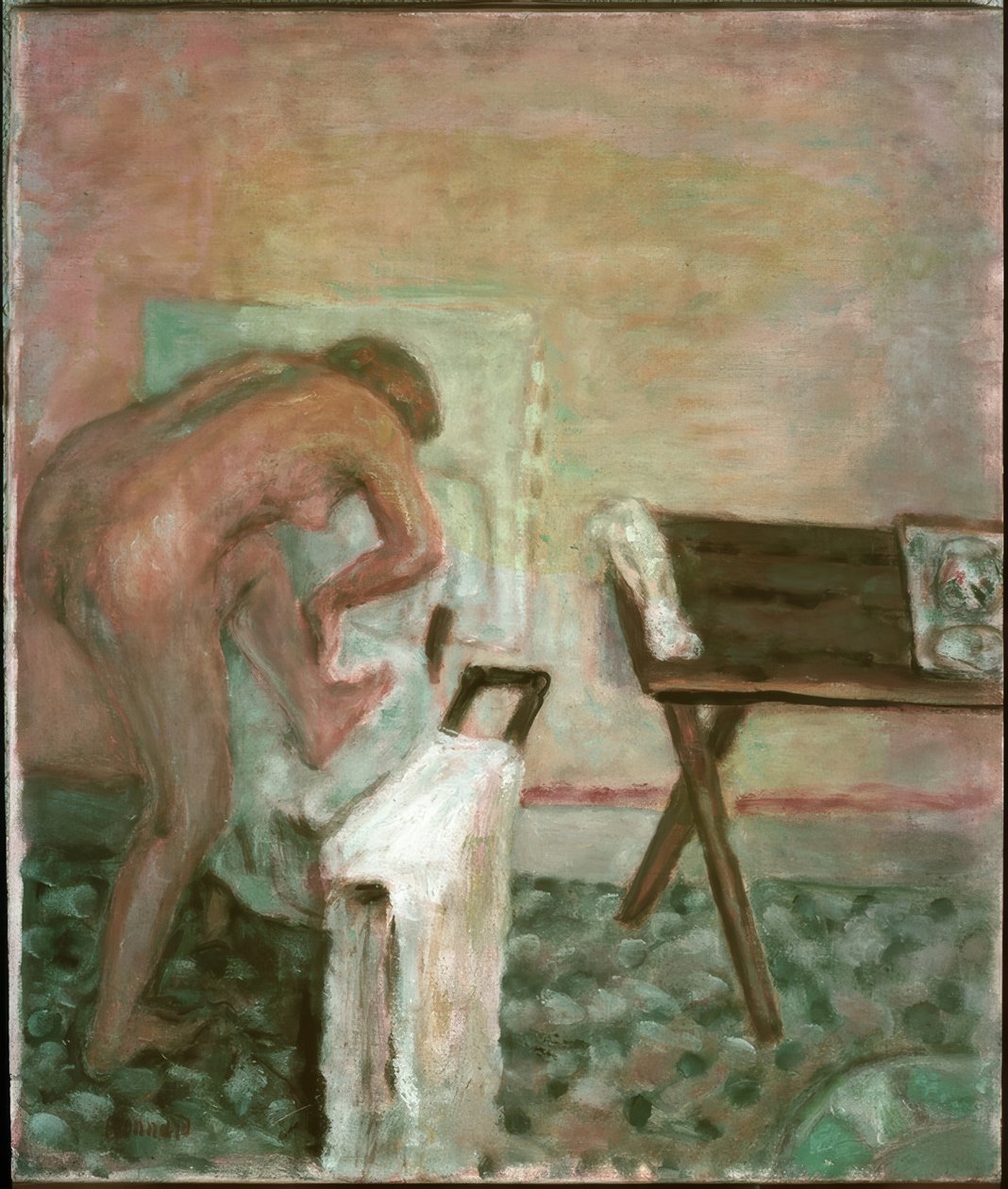 Kis meztelen támaszkodva alkotó: Pierre Bonnard