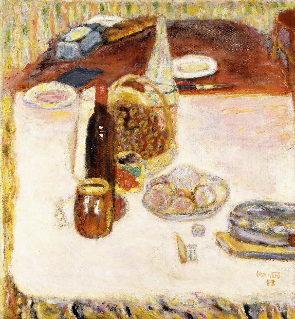 Csendélet üveg vörösborral alkotó: Pierre Bonnard