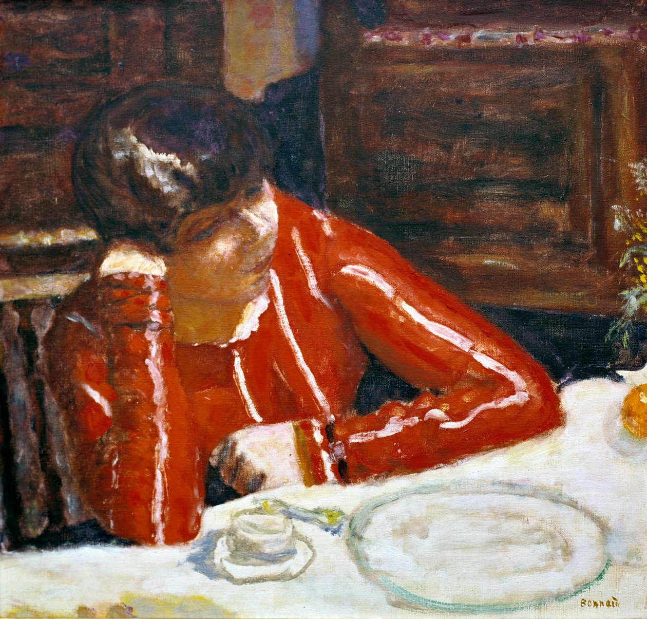 Nő piros felsőben, 1920 alkotó: Pierre Bonnard