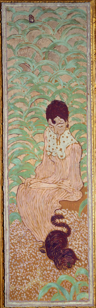 Nő ül a macskánál alkotó: Pierre Bonnard