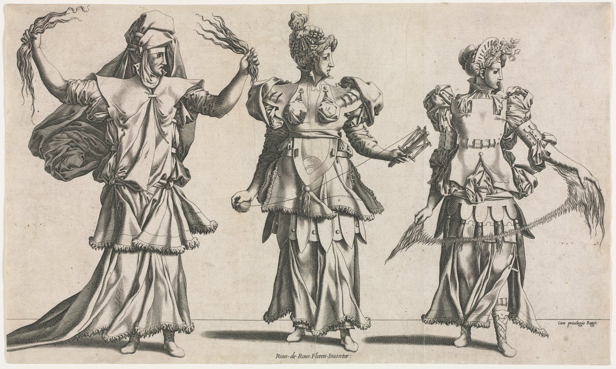A három sors, jelmeztervek, c. 1534. alkotó: Pierre Milan