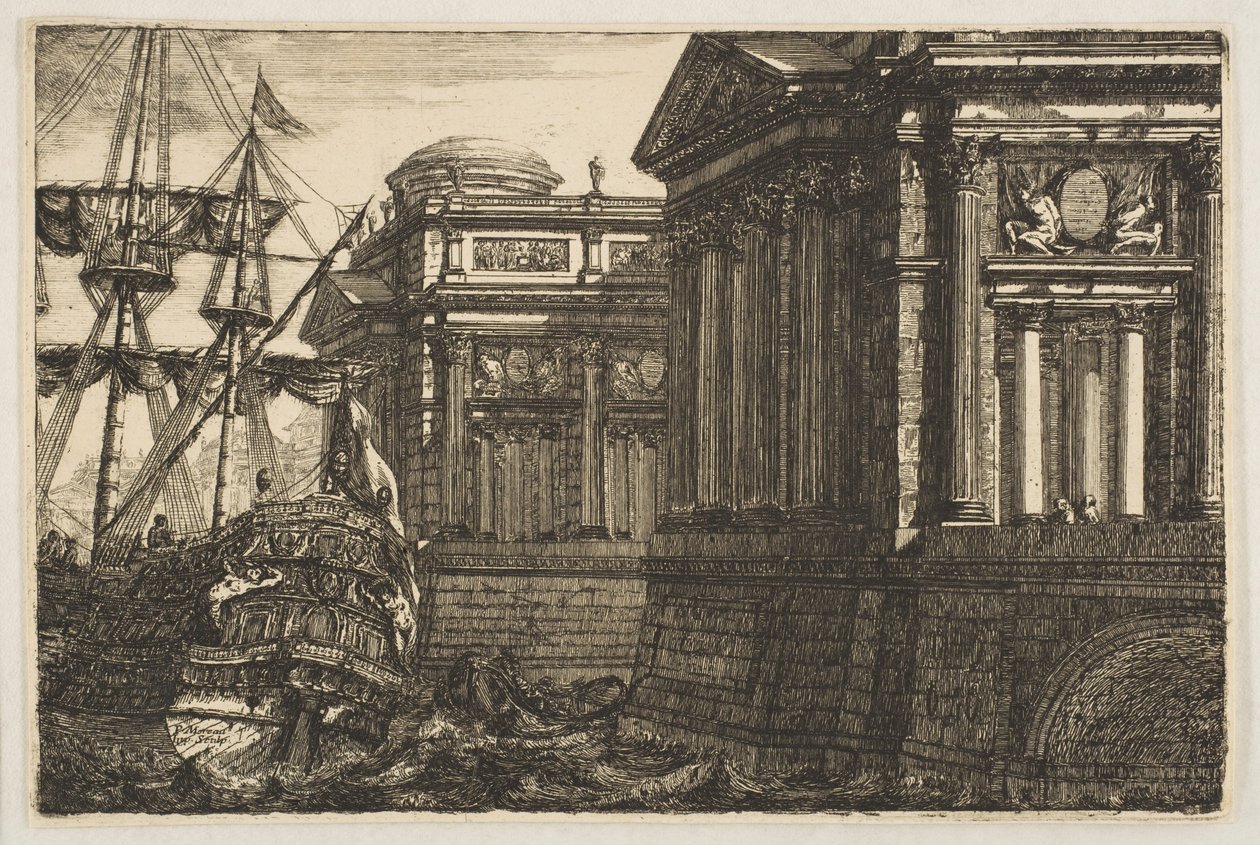 Port Scene, kb. 1760. alkotó: Pierre Moreau