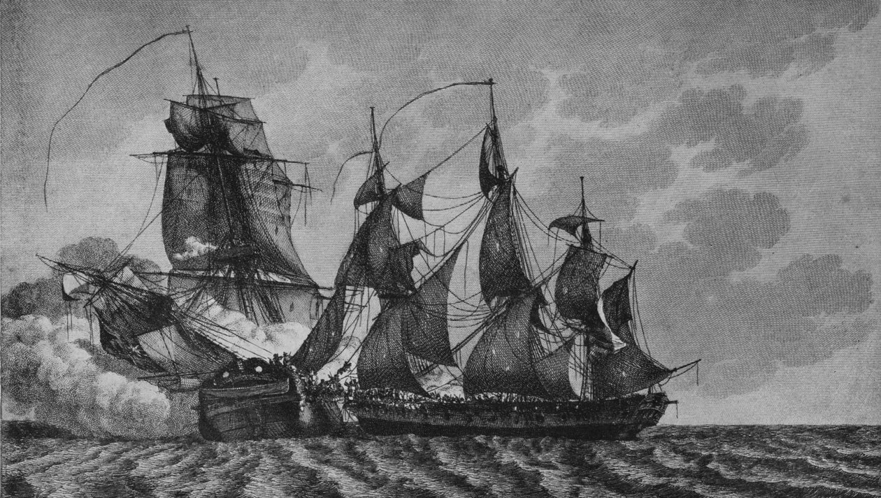 Az Ambuscade és a Bayonnaise, 1799 alkotó: Pierre Ozanne