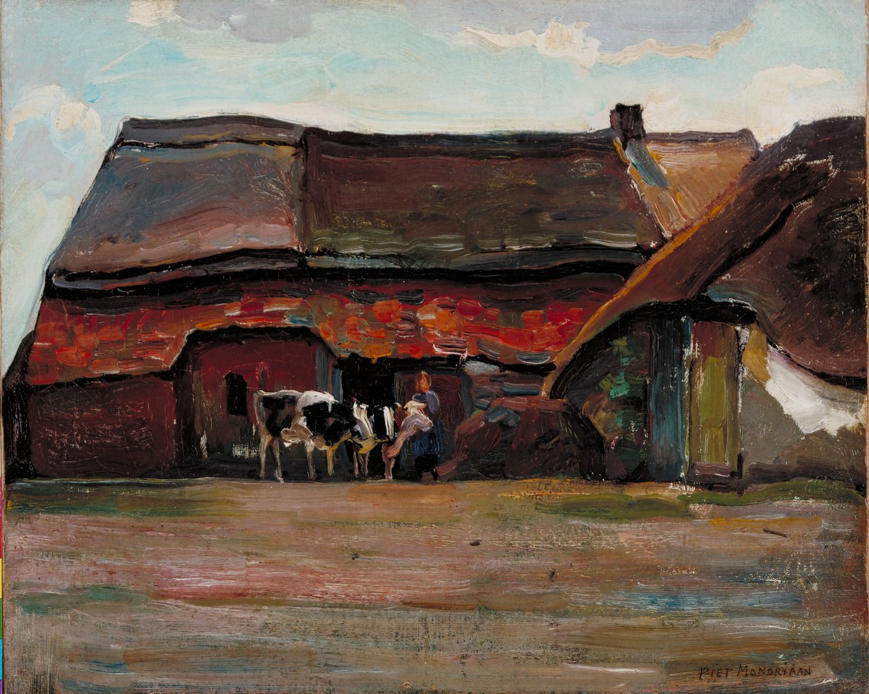 Brabant Farmyard, 1904 (olaj, vászontábla, vászonra szerelve) alkotó: Piet Mondrian