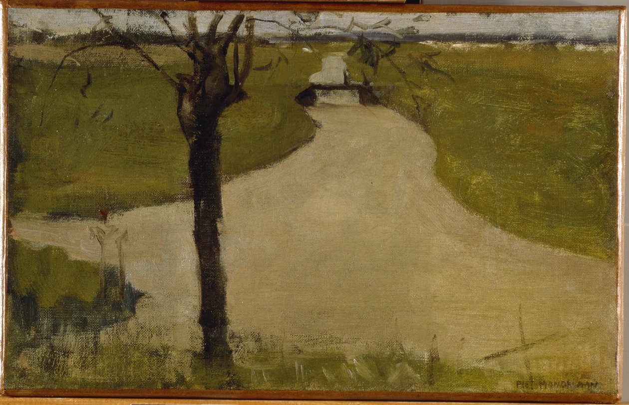 Öntözőárok fiatal fűzfával, II. olajvázlat, 1900 alkotó: Piet Mondrian