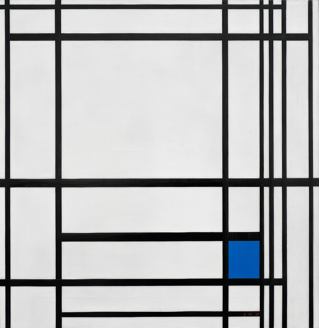 Vonalak és színek összetétele, III; Összetétel kék színnel alkotó: Piet Mondrian