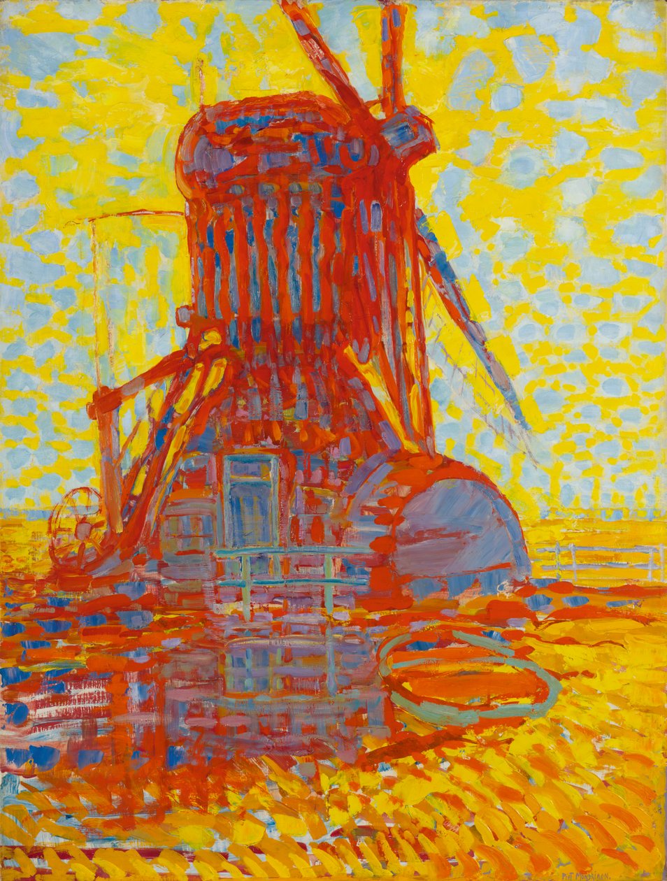 Malom napfényben: A Winkel-malom, 1908 alkotó: Piet Mondrian