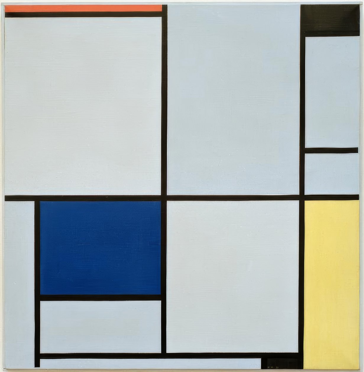 Tableau I; Összetétel piros, fekete, kék és sárga színekkel alkotó: Piet Mondrian