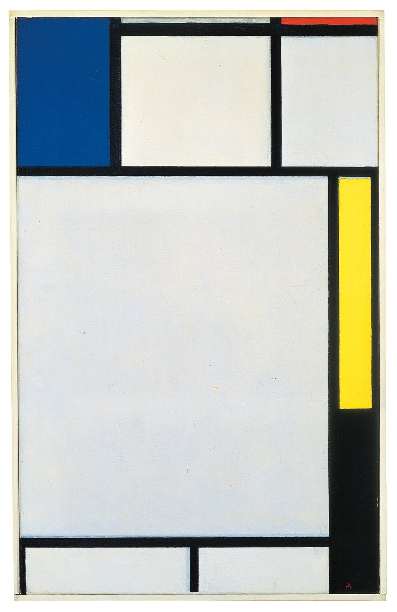 Kék, piros, sárga és fekete színekkel alkotó: Piet Mondrian