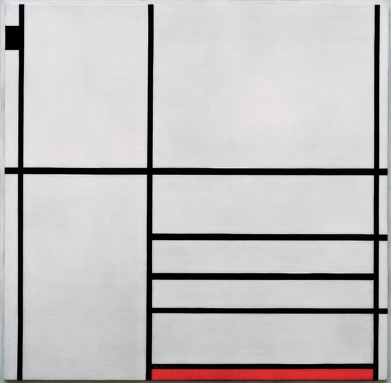 Összetétel fehér, fekete és piros színben alkotó: Piet Mondrian
