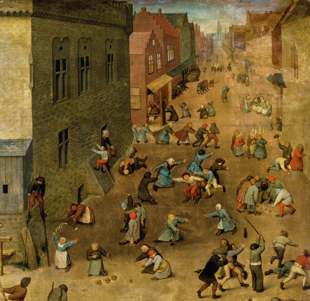 Gyermekjátékok (Kinderspiele): a jobb felső sarok részlete, 1560 (68945 részlet) alkotó: Pieter Bruegel the Elder
