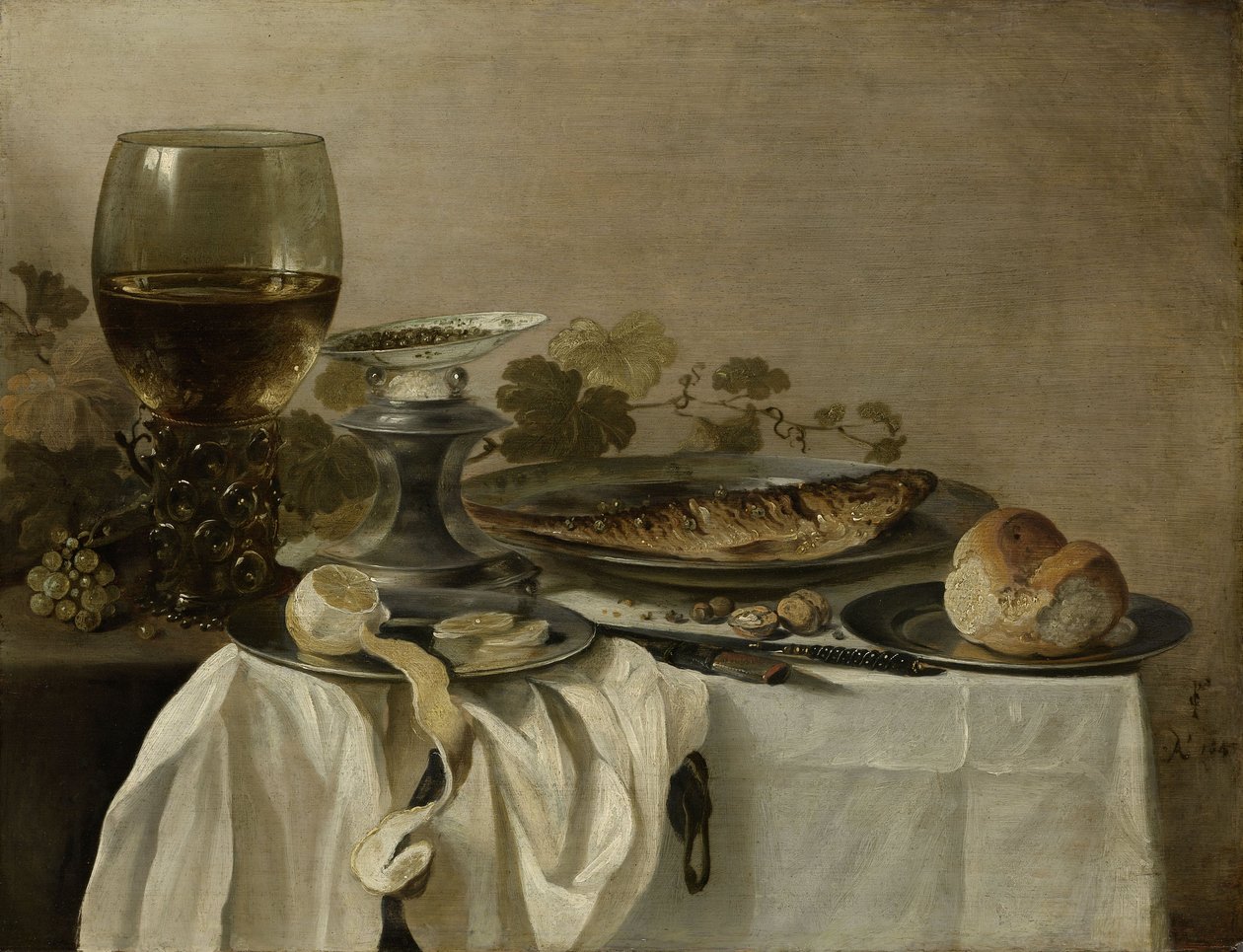 Csendélet hallal, 1647 alkotó: Pieter Claesz