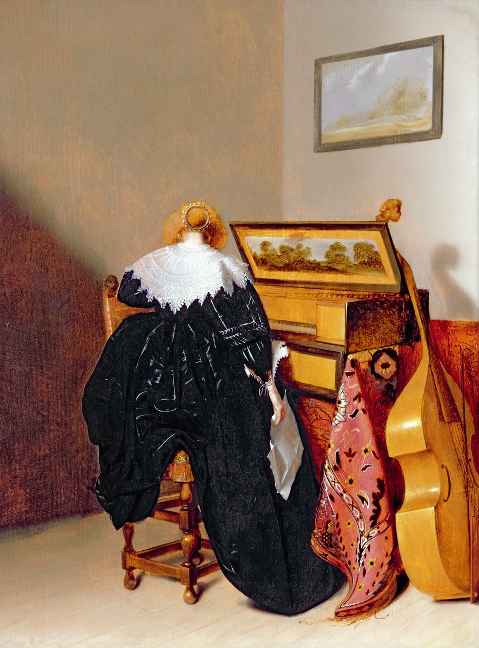 Hölgy, akit egy Virginal ül alkotó: Pieter Codde