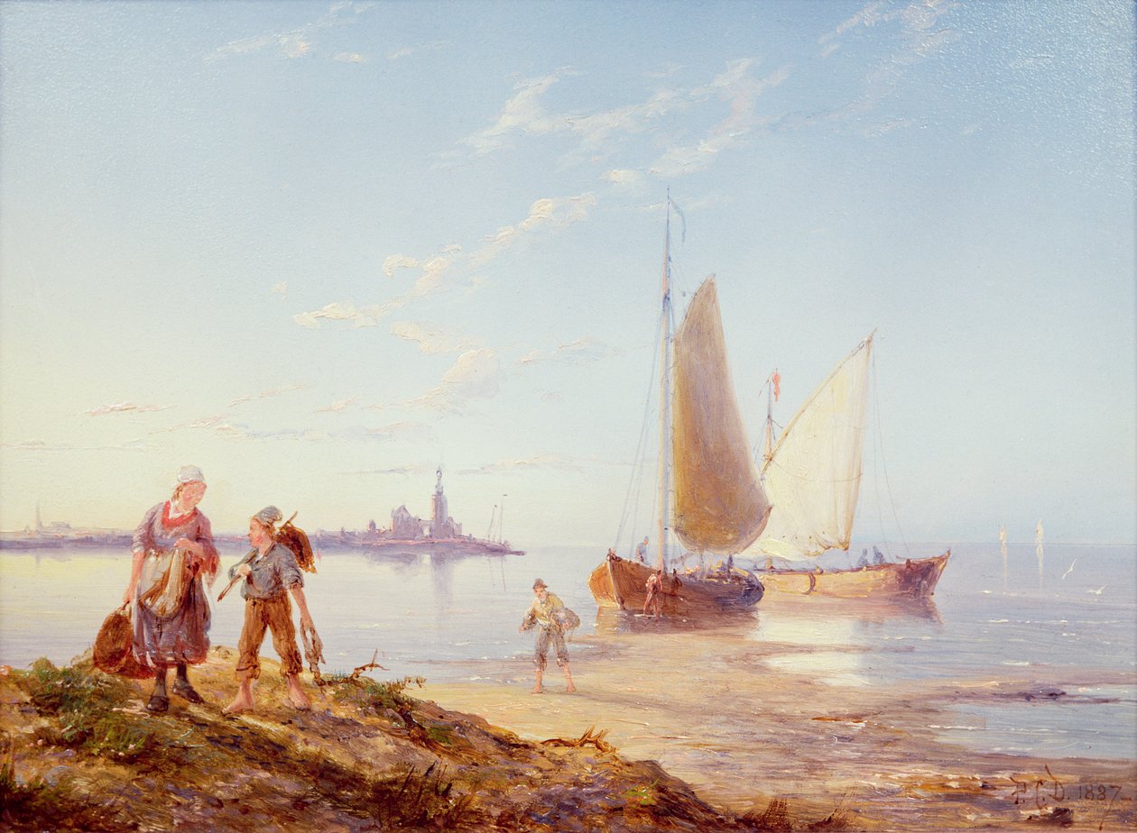 Horgászcsónakok a parttól, 1887 alkotó: Pieter Cornelis Dommerson