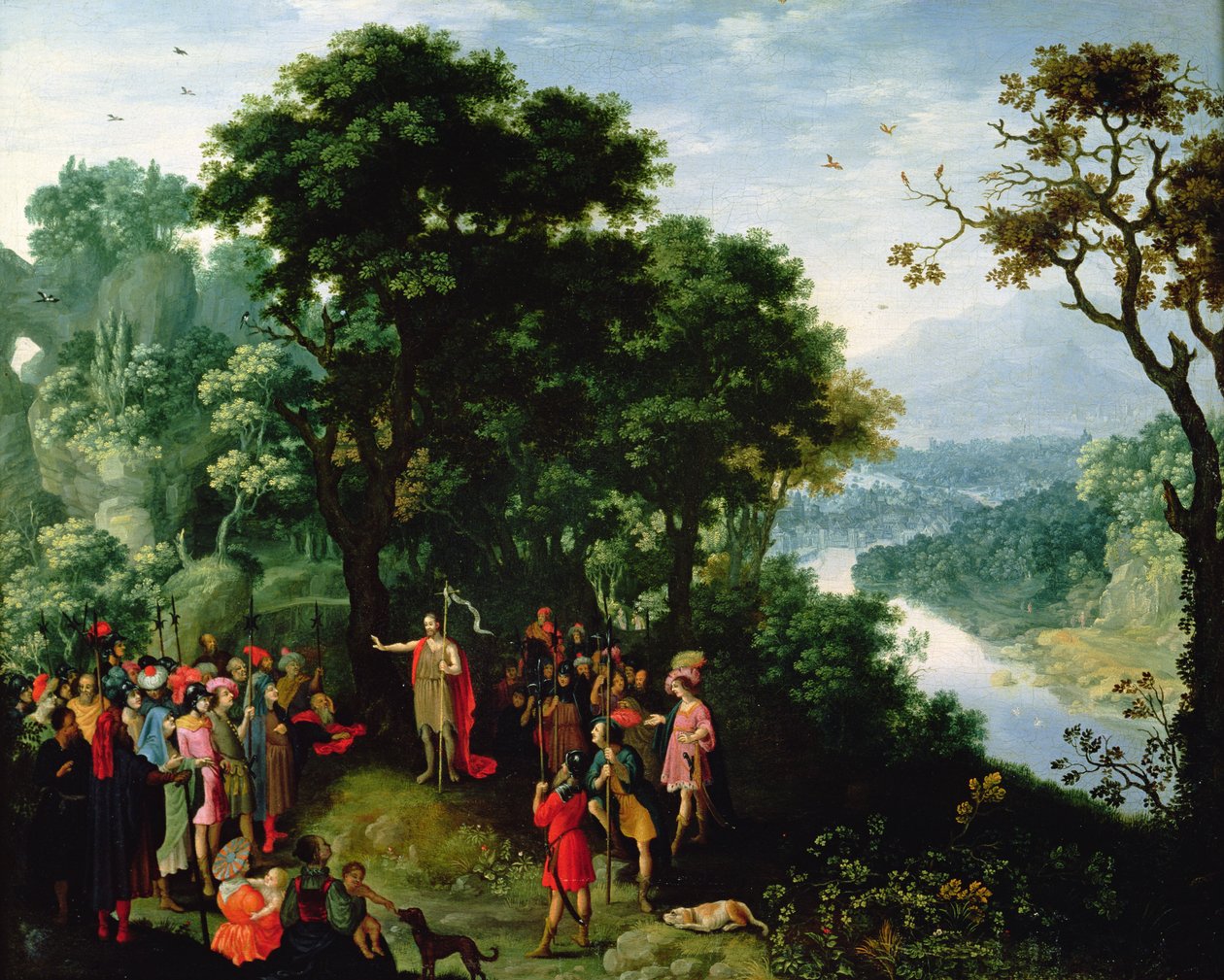 Keresztelő Szent János a pusztában prédikál alkotó: Pieter Schoubroeck