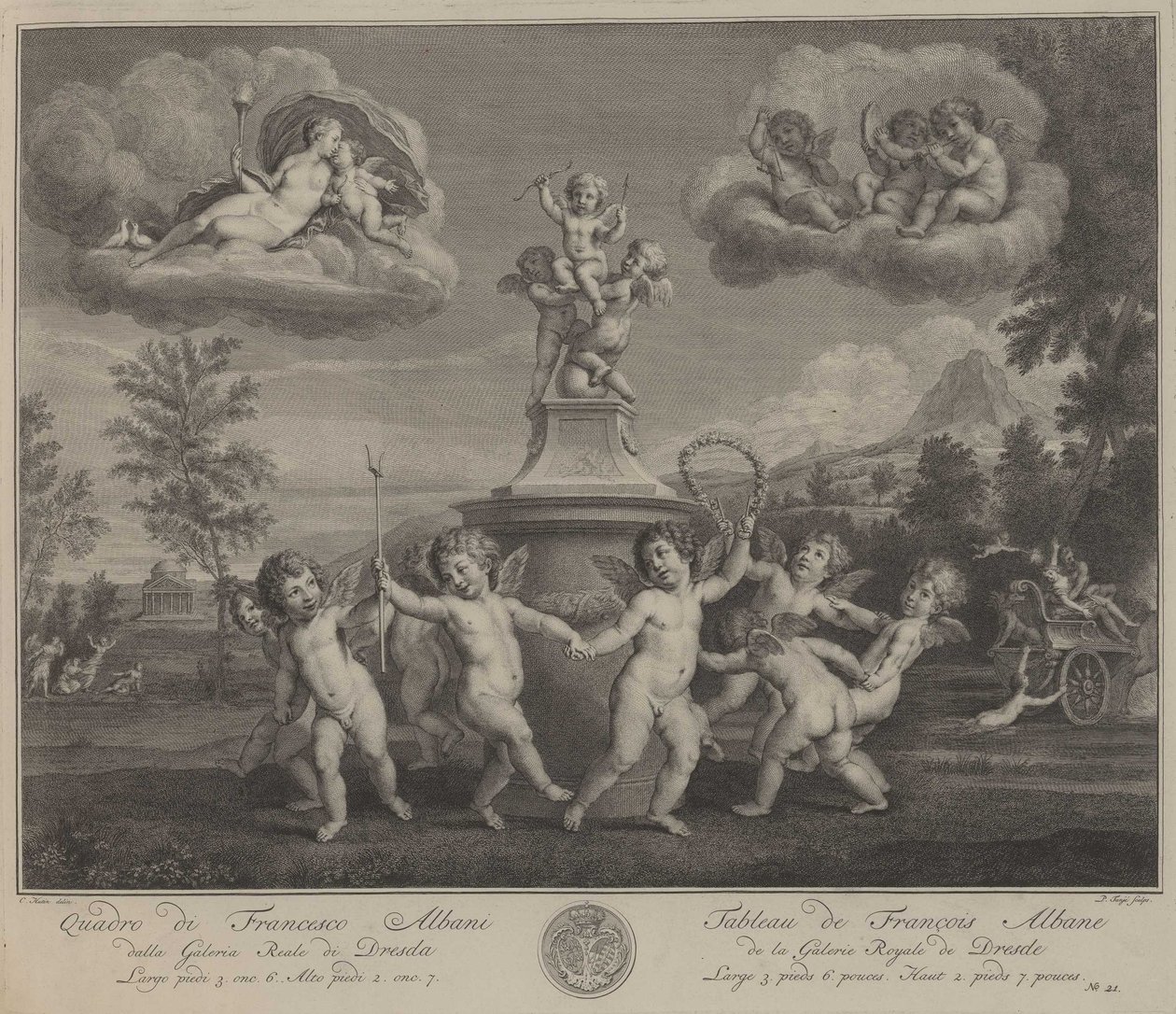 Amorettentanz alkotó: Pieter Tanjé nach Francesco Albani