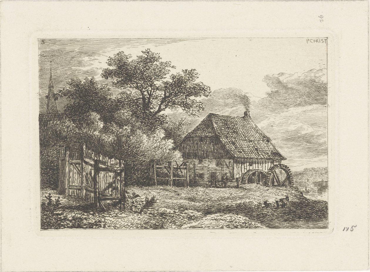 Táj vízimalommal Vízi tájak (sorozat címe) alkotó: Pieter Casper Christ