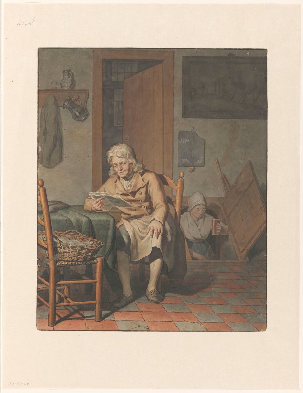 Belső olvasó emberrel. alkotó: Pieter Christoffel Wonder