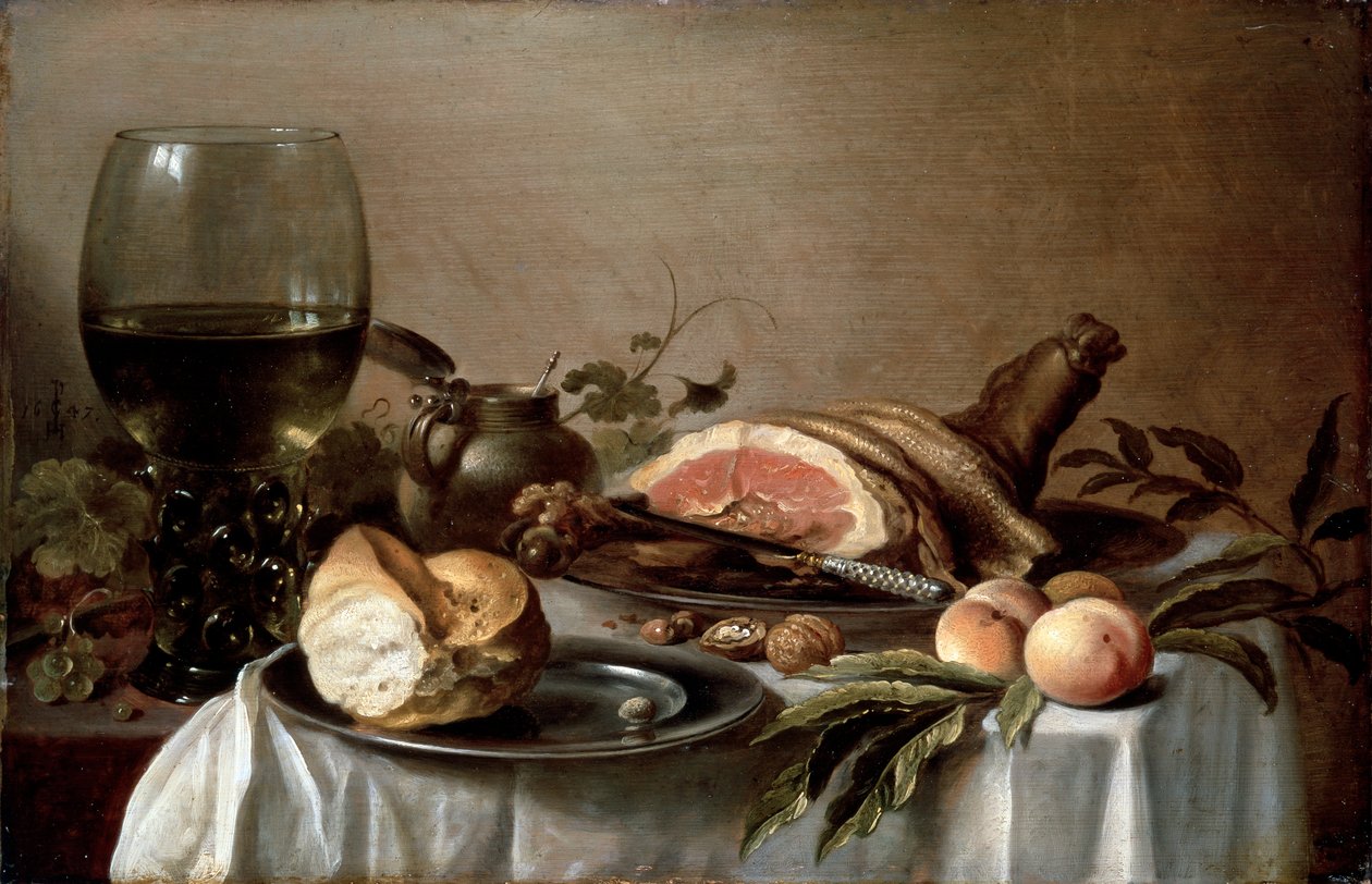 Reggeli sonkával, 1647. alkotó: Pieter Claesz