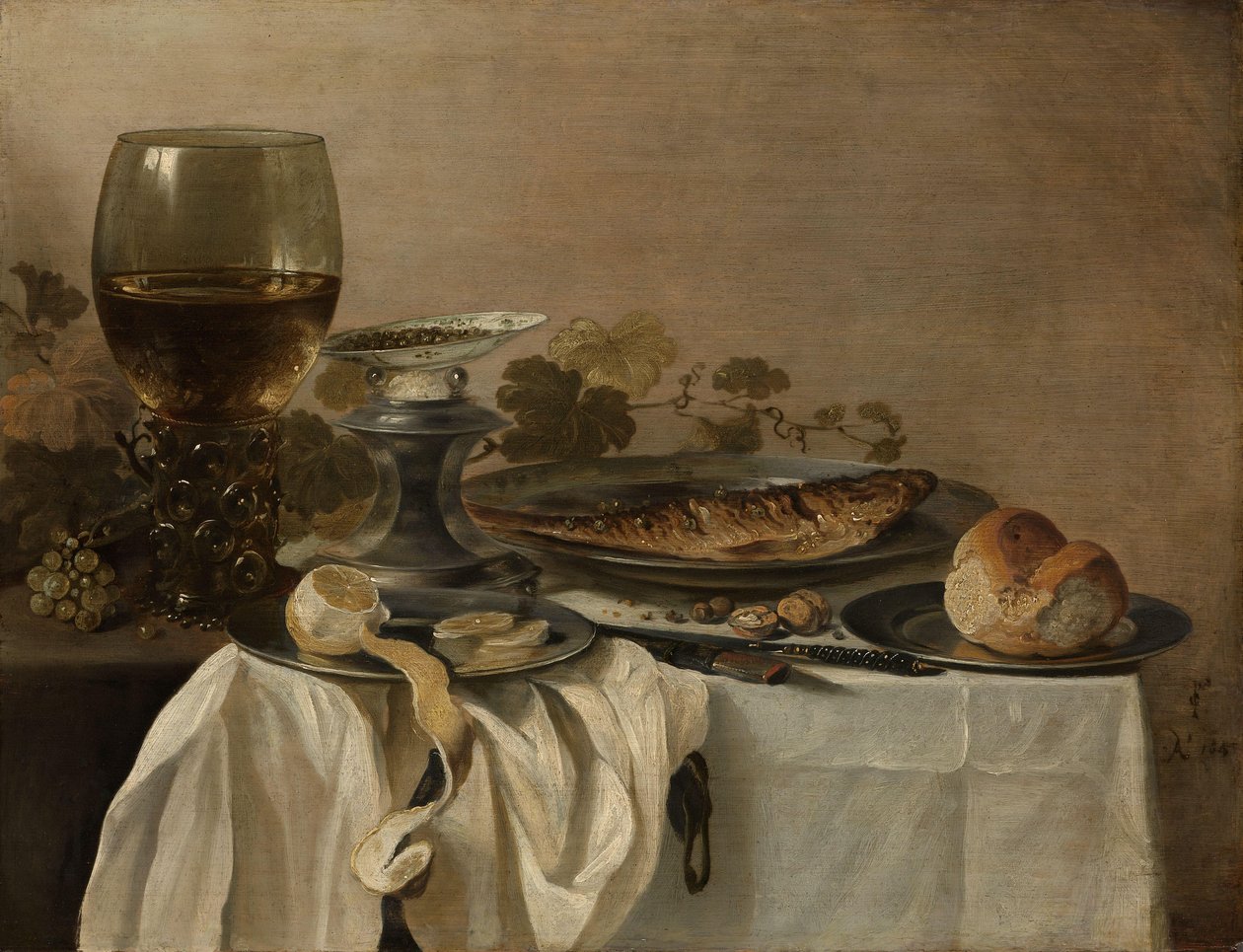 Csendélet hallal alkotó: Pieter Claesz