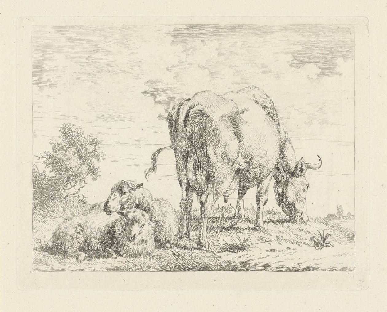 Tehén két birkával alkotó: Pieter Gerardus van Os