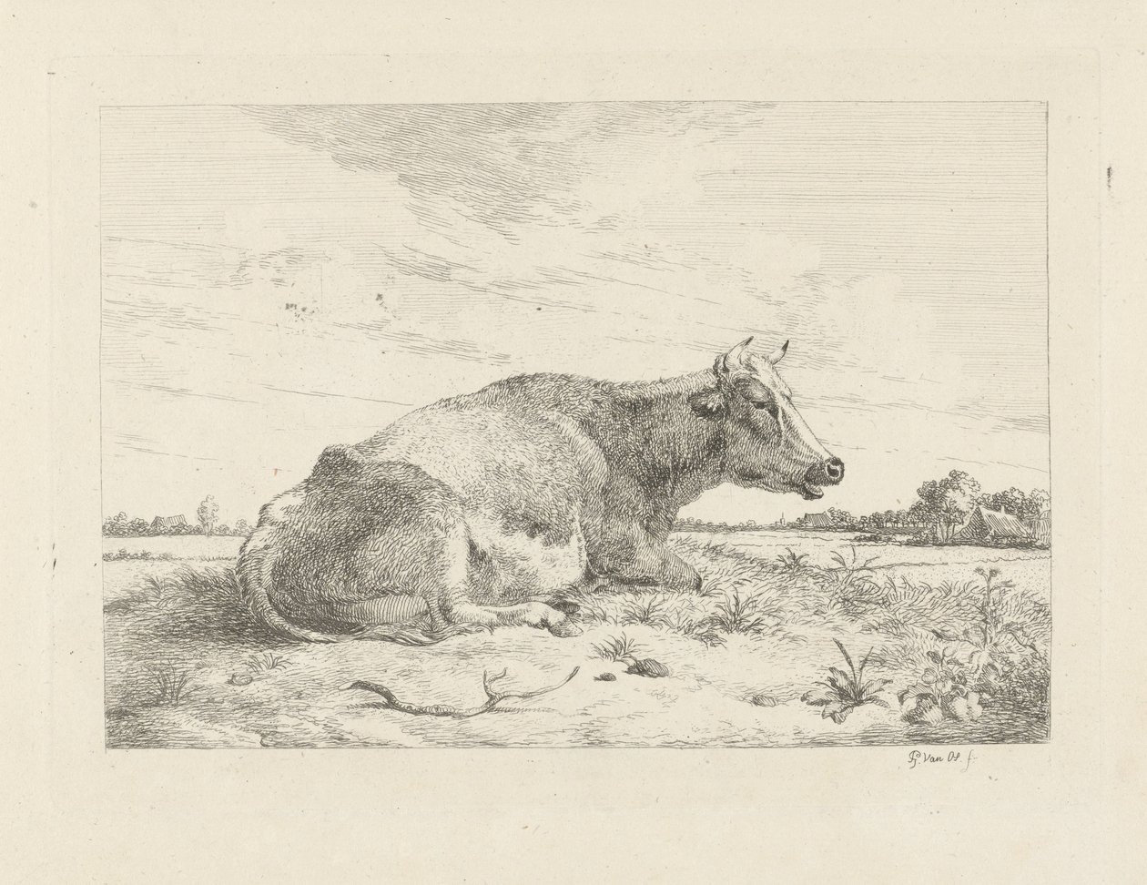 Fekvő tehén bogáncssal alkotó: Pieter Gerardus van Os