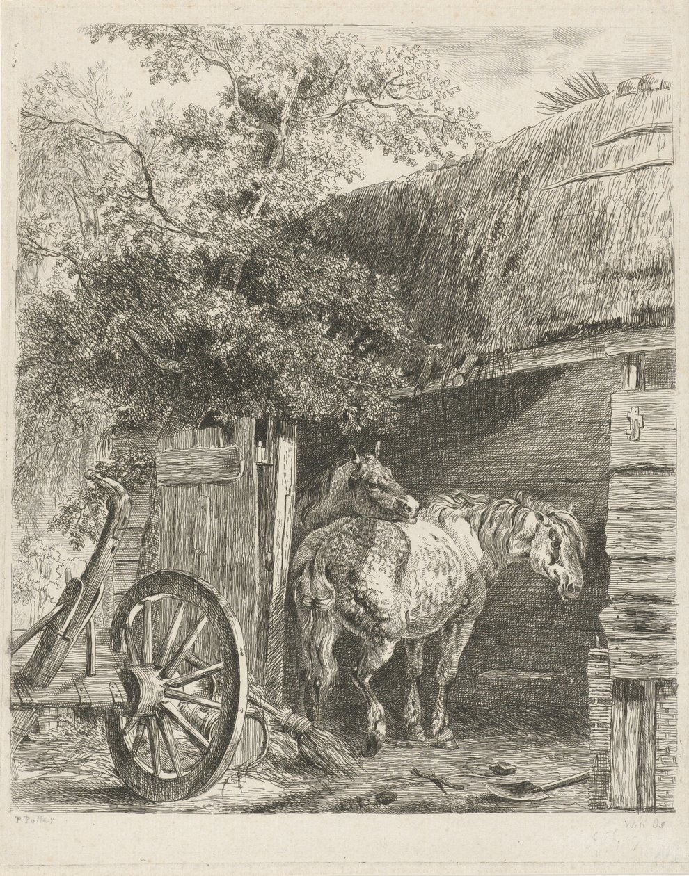 Két ló egy istállóban alkotó: Pieter Gerardus van Os