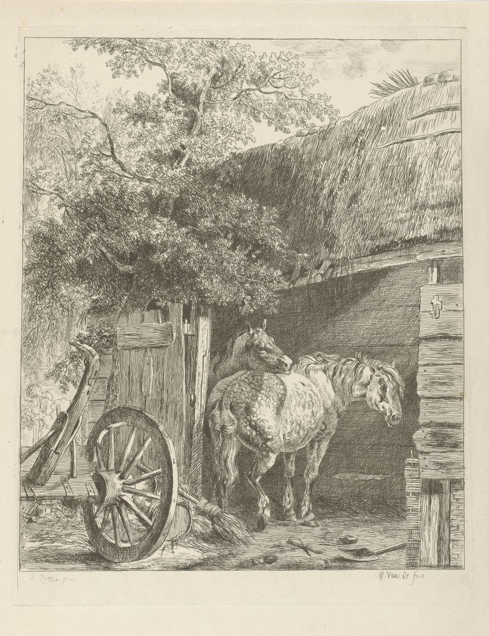 Két ló egy istállóban alkotó: Pieter Gerardus van Os