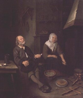 Idős pár a konyhában alkotó: Pieter Gerritsz. van Roestraten