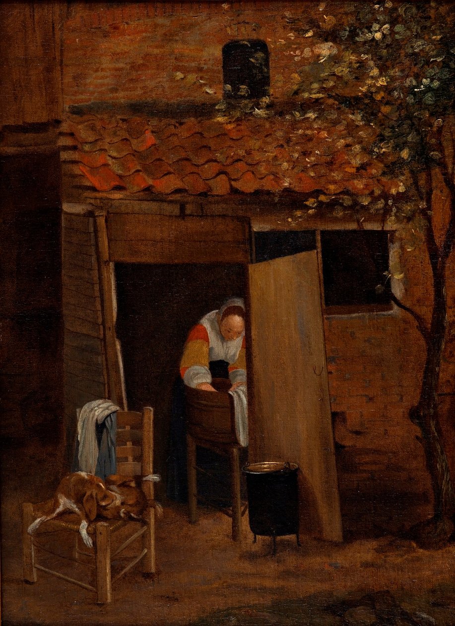 Ruhát mosó lány. alkotó: Pieter Hooch de