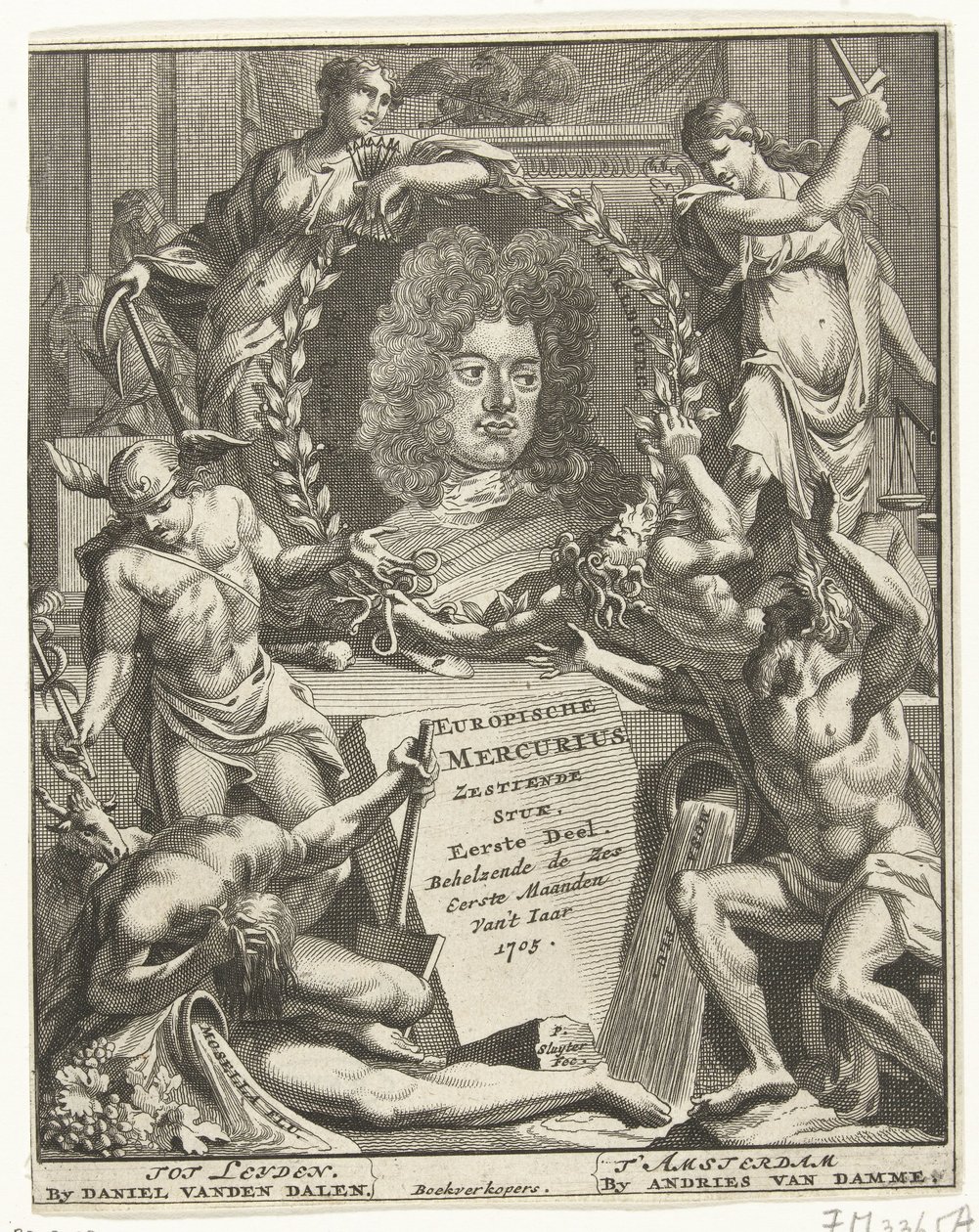 Az Európai Merkúr címlapja, 1705 alkotó: Pieter Sluyter