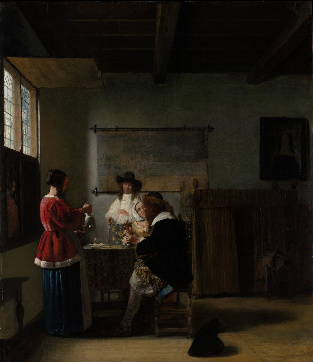 The Visit, 1657 körül (olaj, fa) alkotó: Pieter de Hooch