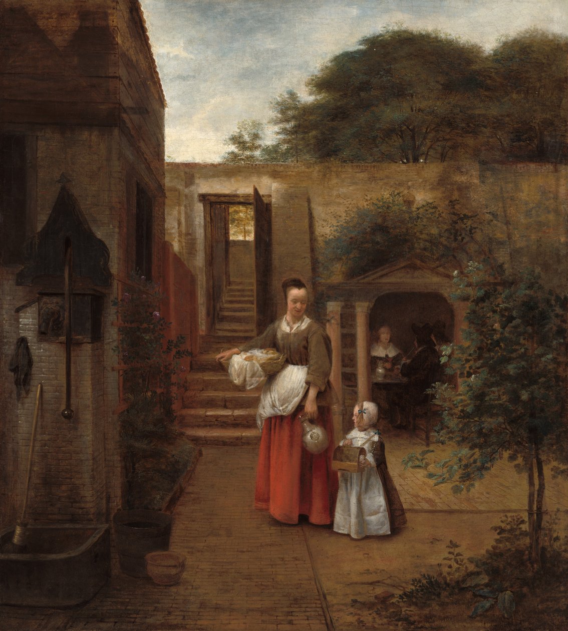 Nő és gyermek az udvaron alkotó: Pieter de Hooch