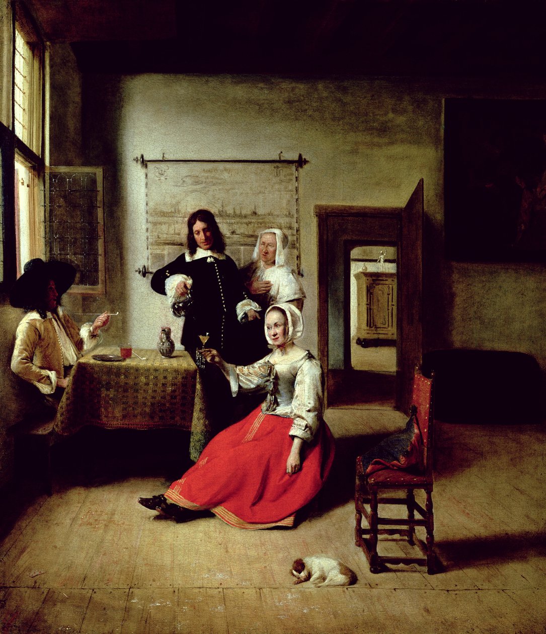 Nő katonákkal iszik, 1658 alkotó: Pieter de Hooch