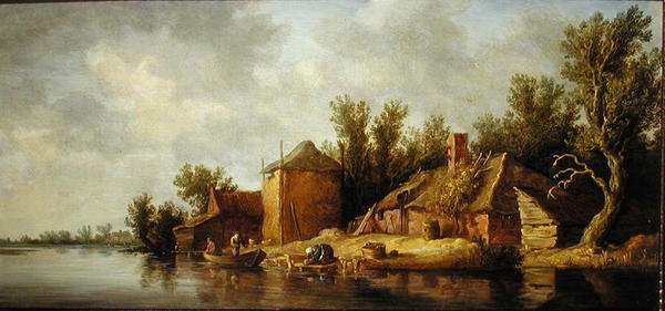 Folyói táj (olaj a fedélzeten) alkotó: Pieter de Neyn