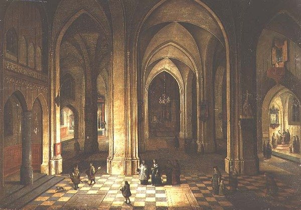 Templombelső éjszaka alkotó: Pieter the Younger Neeffs