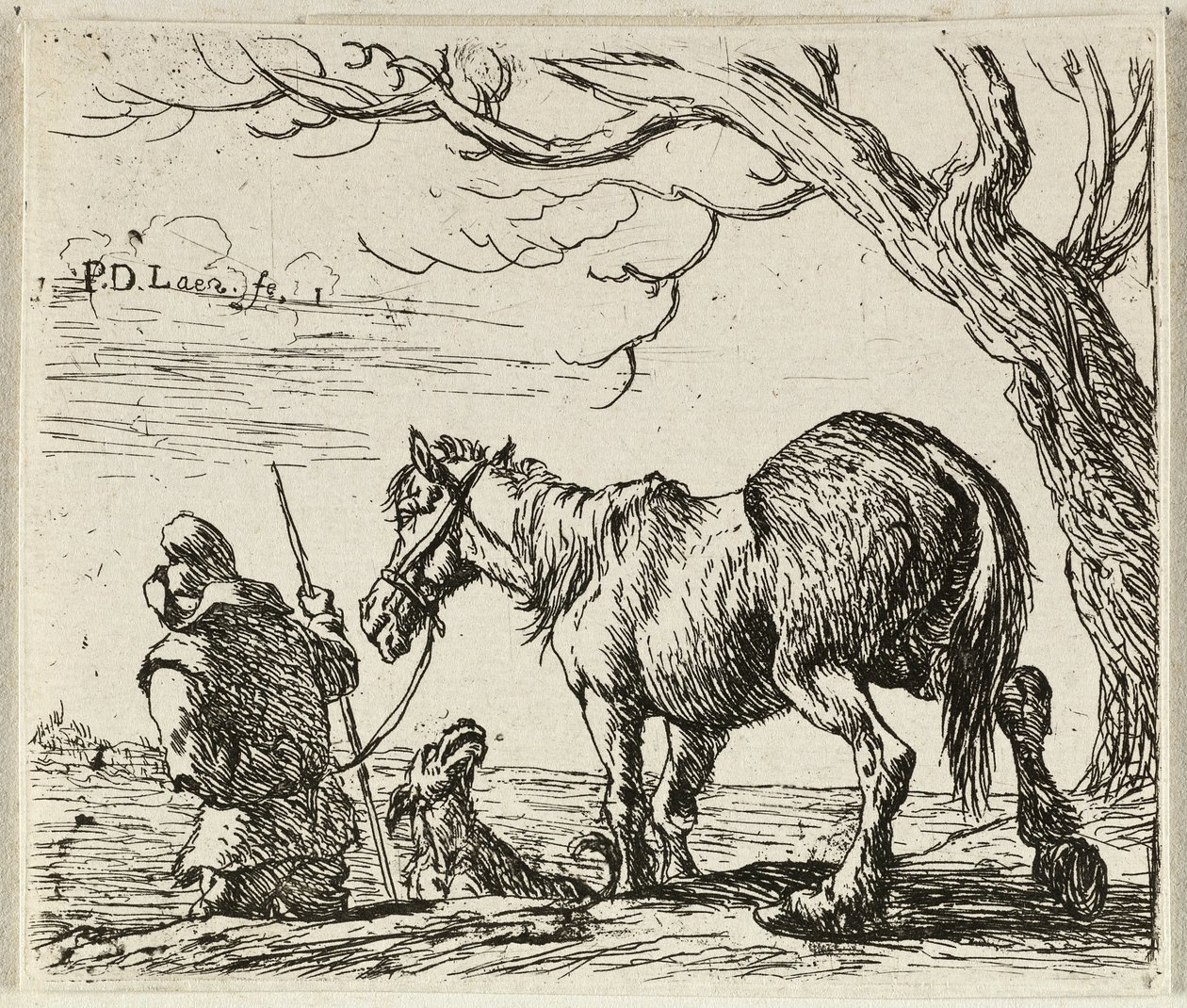 Farmer lóval alkotó: Pieter van Laer