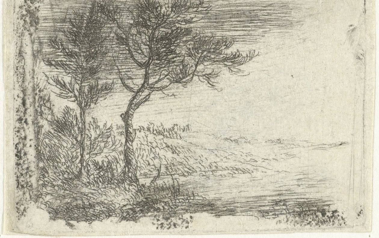 Német: Tájkép két fával alkotó: Pieter van Laer