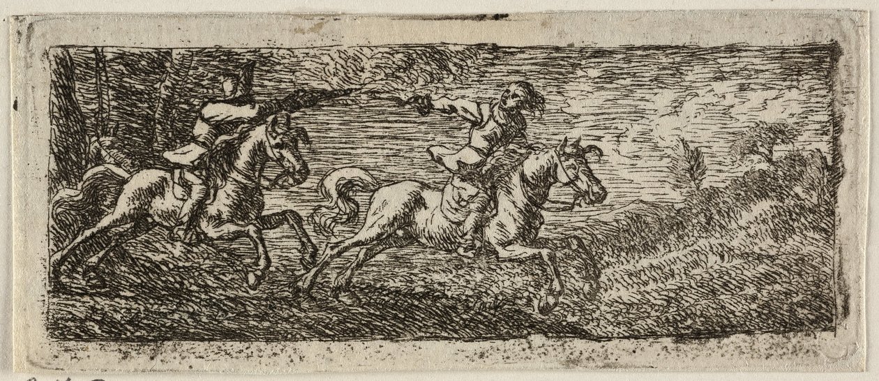 Két lovas harcol alkotó: Pieter van Laer